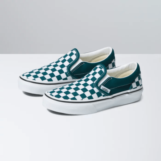 VANS Kids Checkerboard Slip On Shoes Deep Teal Freeride Boardshop
