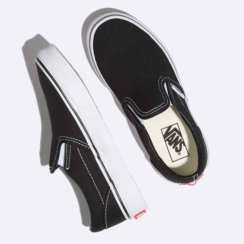 VANS Kids Classic Slip On Shoes Black True White Freeride Boardshop