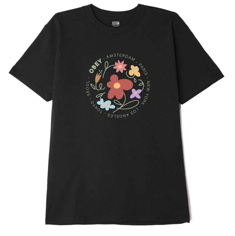 OBEY Obey Flower Dance Classic T-Shirt Black Men's Short Sleeve T-Shirts Obey 