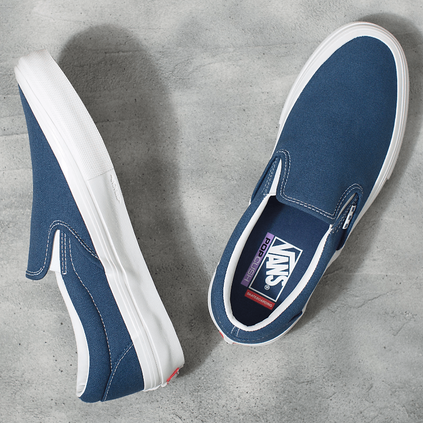 Navy blue vans slip ons sales