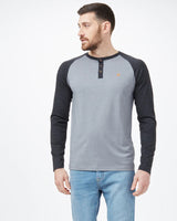 TENTREE Classic Henley Longsleeve T-Shirt Grey Heather/Meteorite Black Heather Men's Long Sleeve T-Shirts Tentree 