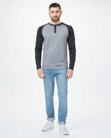 TENTREE Classic Henley Longsleeve T-Shirt Grey Heather/Meteorite Black Heather Men's Long Sleeve T-Shirts Tentree 