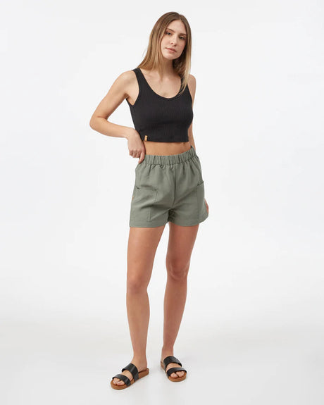 TENTREE Linen Offshore Short Women's Agave Green Women's Shorts Tentree 