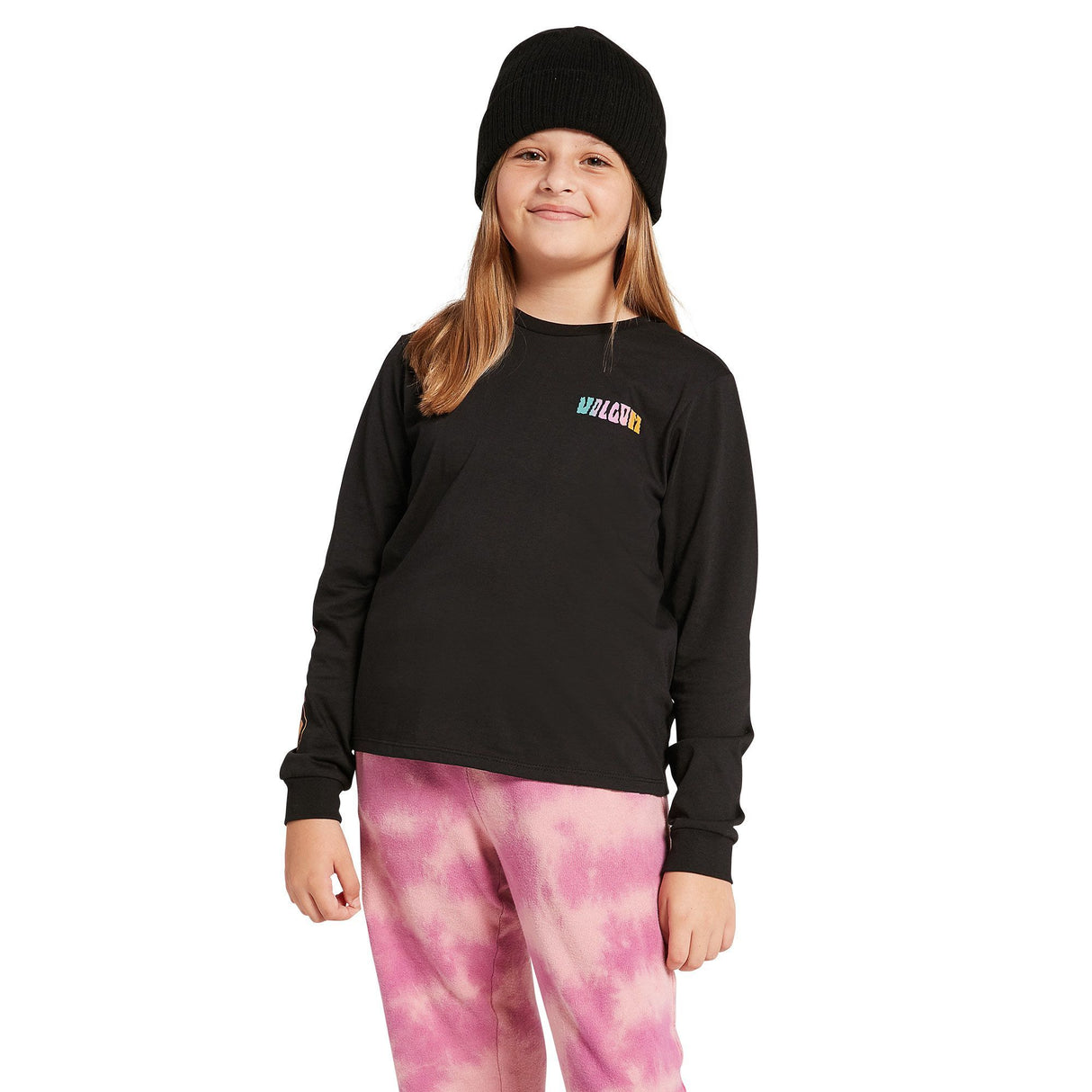 VOLCOM Made From Stoke Long Sleeve T-Shirt Girl's Black Girl's Long Sleeve T-shirts Volcom 