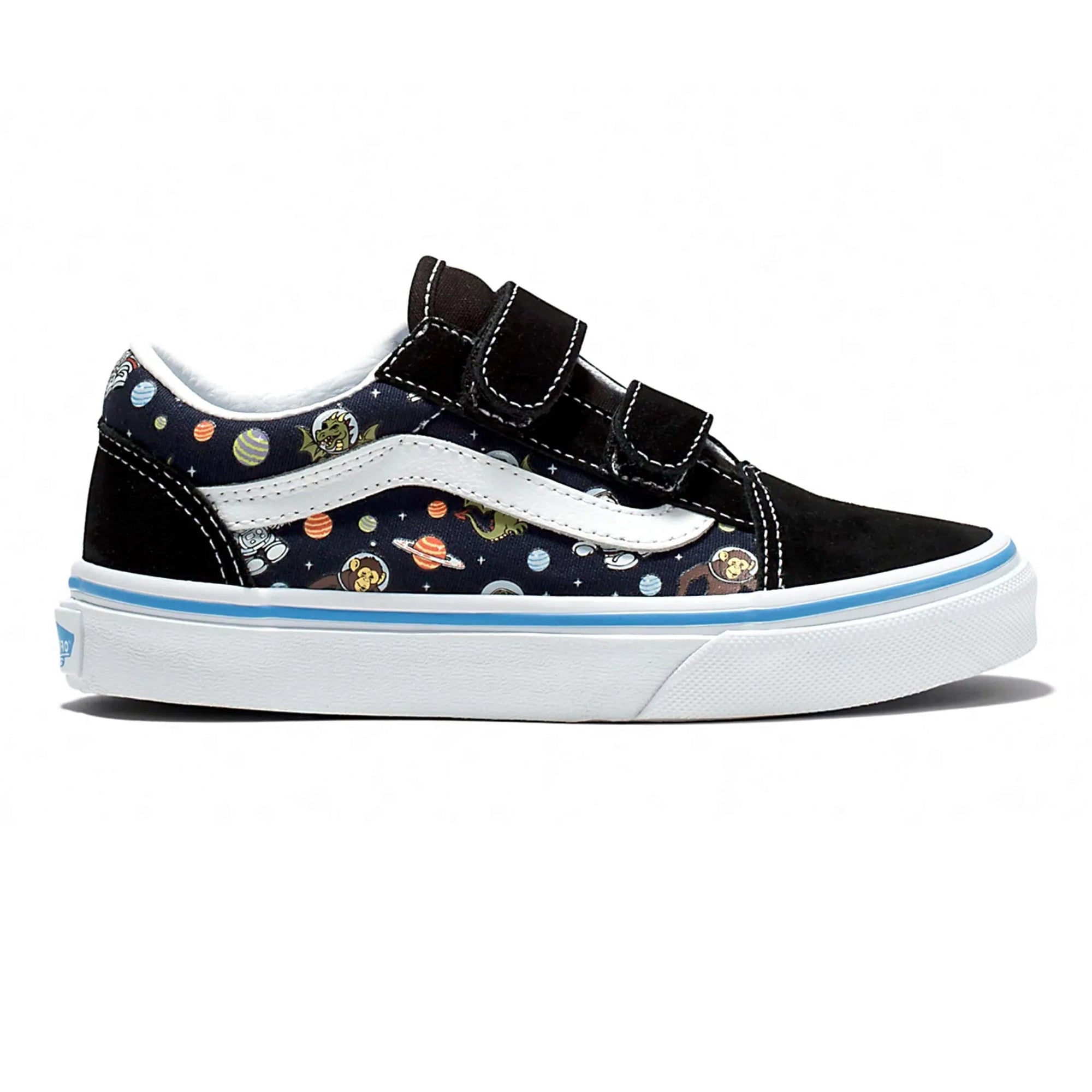 VANS Old Skool V Kids Shoes Glow Cosmic Zoo Black/Blue Youth and Toddler Skate Shoes Vans 
