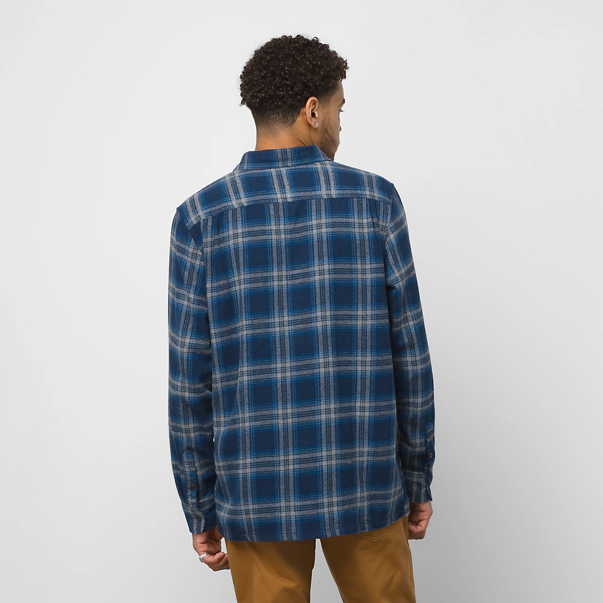 VANS Straight Hem Melange Flannel Dress Blues/Stormy Weather Men's Long Sleeve Button Up Shirts Vans 