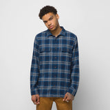 VANS Straight Hem Melange Flannel Dress Blues/Stormy Weather Men's Long Sleeve Button Up Shirts Vans 