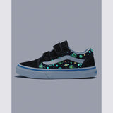 VANS Old Skool V Kids Shoes Glow Cosmic Zoo Black/Blue Youth and Toddler Skate Shoes Vans 