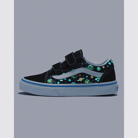 VANS Old Skool V Kids Shoes Glow Cosmic Zoo Black/Blue Youth and Toddler Skate Shoes Vans 