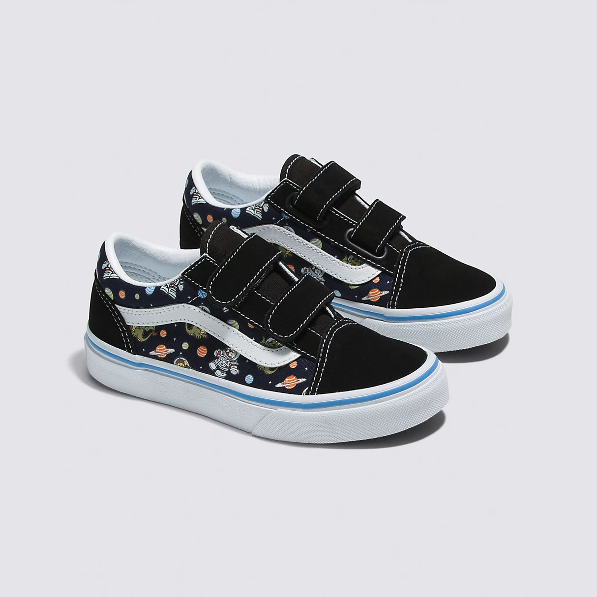 VANS Old Skool V Kids Shoes Glow Cosmic Zoo Black/Blue Youth and Toddler Skate Shoes Vans 