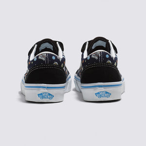 VANS Old Skool V Kids Shoes Glow Cosmic Zoo Black/Blue Youth and Toddler Skate Shoes Vans 