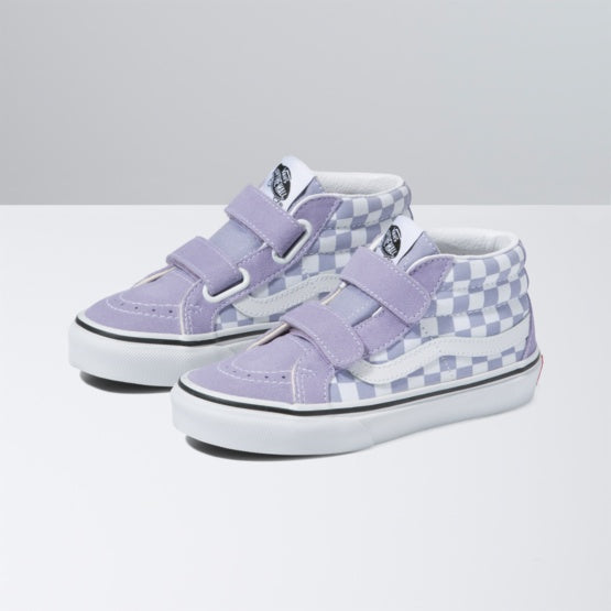 VANS SK8-Mid Reissue V Toddler Languid Lavender/True White Checkerboard Youth and Toddler Skate Shoes Vans 