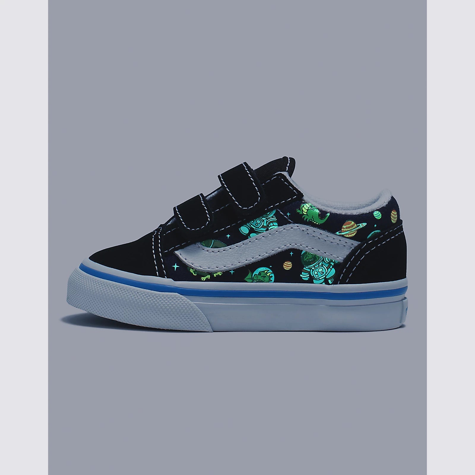 VANS Toddler Old Skool V Shoes Glow Cosmic Zoo Black Blue