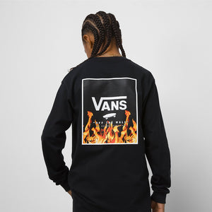 VANS Boys Print Box Back Long Sleeve T-Shirt Black/Black/White Boy's Long Sleeve T-Shirts Vans 