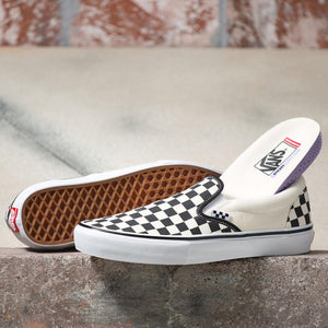 VANS Skate Slip-On Checkerboard Shoes Black/ Off White Men's Skate Shoes Vans 