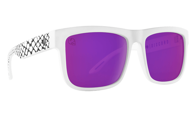 SPY Discord Slayco Matte White Viper - Happy Bronze Purple Spectra Mirror Sunglasses Sunglasses Spy 