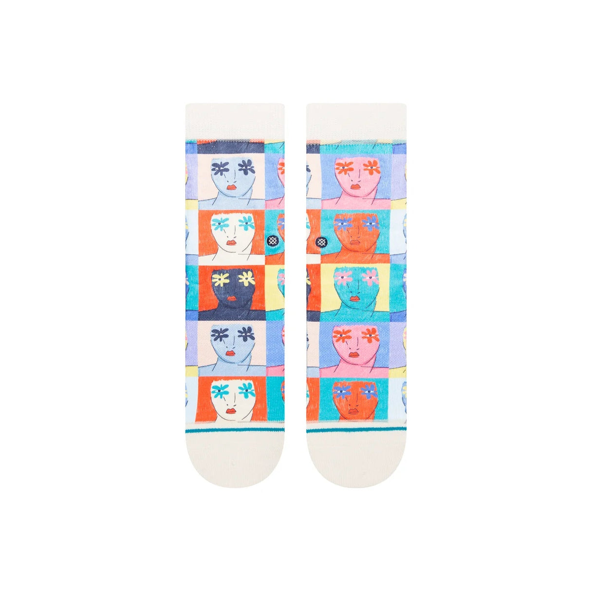STANCE Women's Elena Fiorenza X Stance Flower Faces Socks Off White Women's Socks Stance 