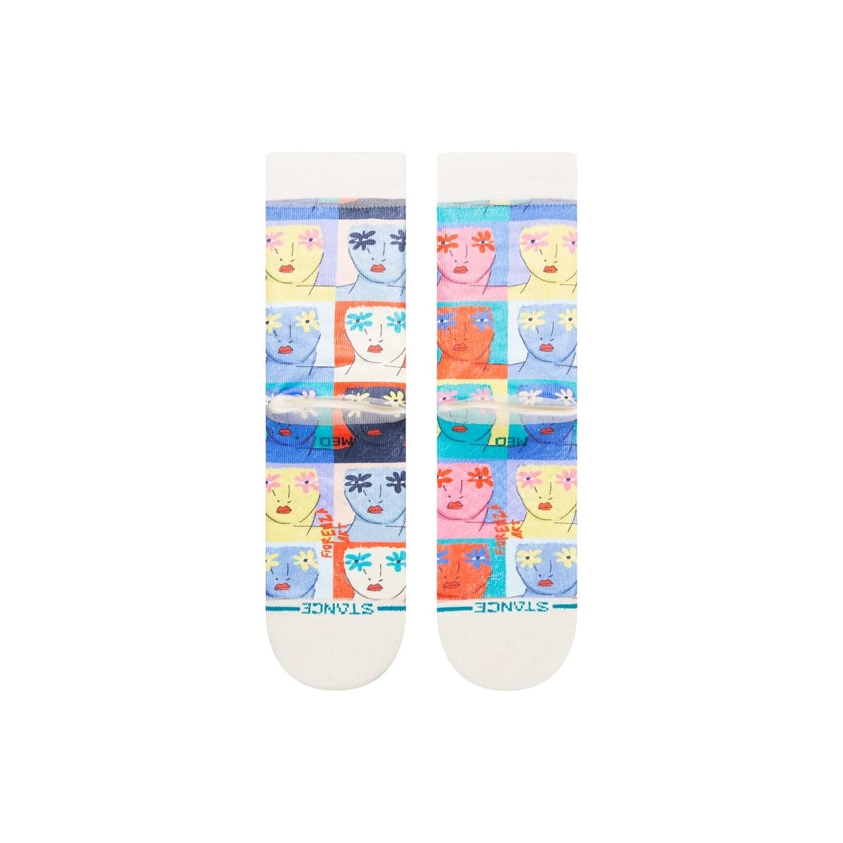 STANCE Women's Elena Fiorenza X Stance Flower Faces Socks Off White Women's Socks Stance 