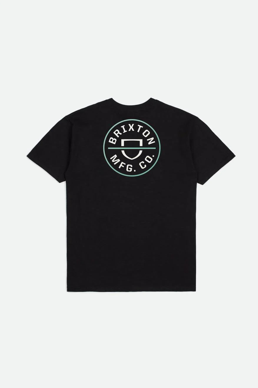 BRIXTON Crest II T-Shirt Black/Off White/Jade Men's Short Sleeve T-Shirts Brixton 