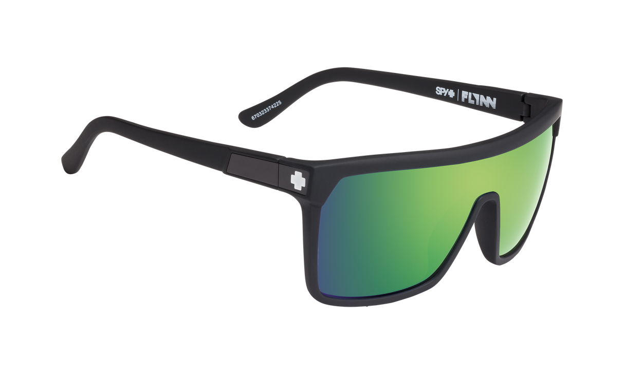 SPY Flynn Matte Black - HD Plus Bronze With Green Spectra Mirror Sunglasses