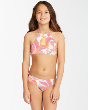 BILLABONG Tropical Punch High Neck Bikini Set Girls Multi Girl's Swimwear Billabong 8 