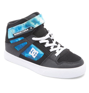 DC Youth Pure High Elastic Lace High Top Shoes Black/Blue/Green Youth and Toddler Skate Shoes DC 