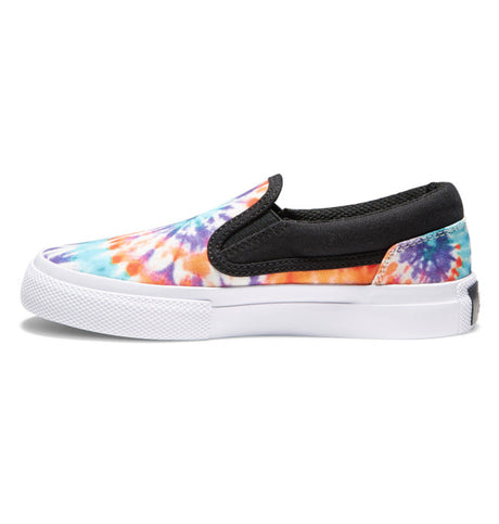 DC Manual Slip On Shoes Youth Primary Tie Dye Youth and Toddler Skate Shoes DC 