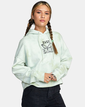 RVCA In The Air Venice Tie-Dye Pullover Hoodie Women's Light Green Women's Pullover Hoodies RVCA 