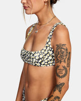 RVCA June Bloom Reversible Bralette Bikini Top Women's Rvca Black Women's Bikini Bottoms RVCA 