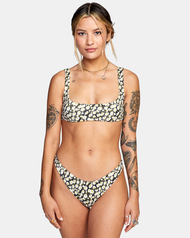RVCA June Bloom Reversible Bralette Bikini Top Women's Rvca Black Women's Bikini Bottoms RVCA 