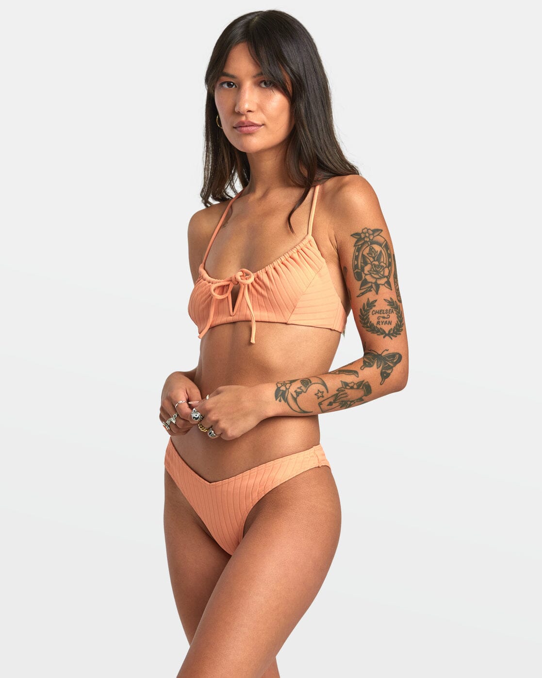 RVCA Women's Wide Rib Medium Bikini Bottoms Lilikoi Women's Bikini Bottoms RVCA 