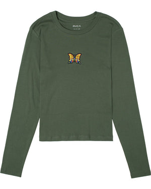 RVCA Swallowtail Long Sleeve T-Shirt Women's Cactus Women's Long Sleeve T-Shirts RVCA S 