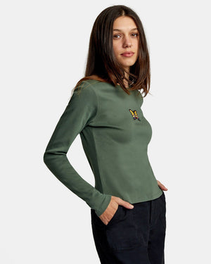 RVCA Swallowtail Long Sleeve T-Shirt Women's Cactus Women's Long Sleeve T-Shirts RVCA 