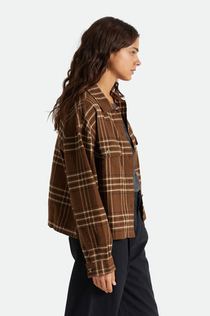 BRIXTON Bowery Flannel Women's Washed Brown/Black Women's Flannels and Button Ups Brixton 
