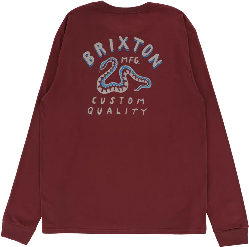 BRIXTON Clymer Long Sleeve T-Shirt Mahogany Men's Long Sleeve T-Shirts Brixton 