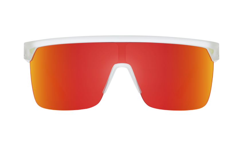 SPY Flynn 5050 Matte Crystal - HD Plus Grey Green w/ Red Spectra Mirror Sunglasses