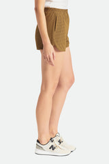 BRIXTON Women's Gingham Runner Shorts Medal Bronze Women's Shorts Brixton 
