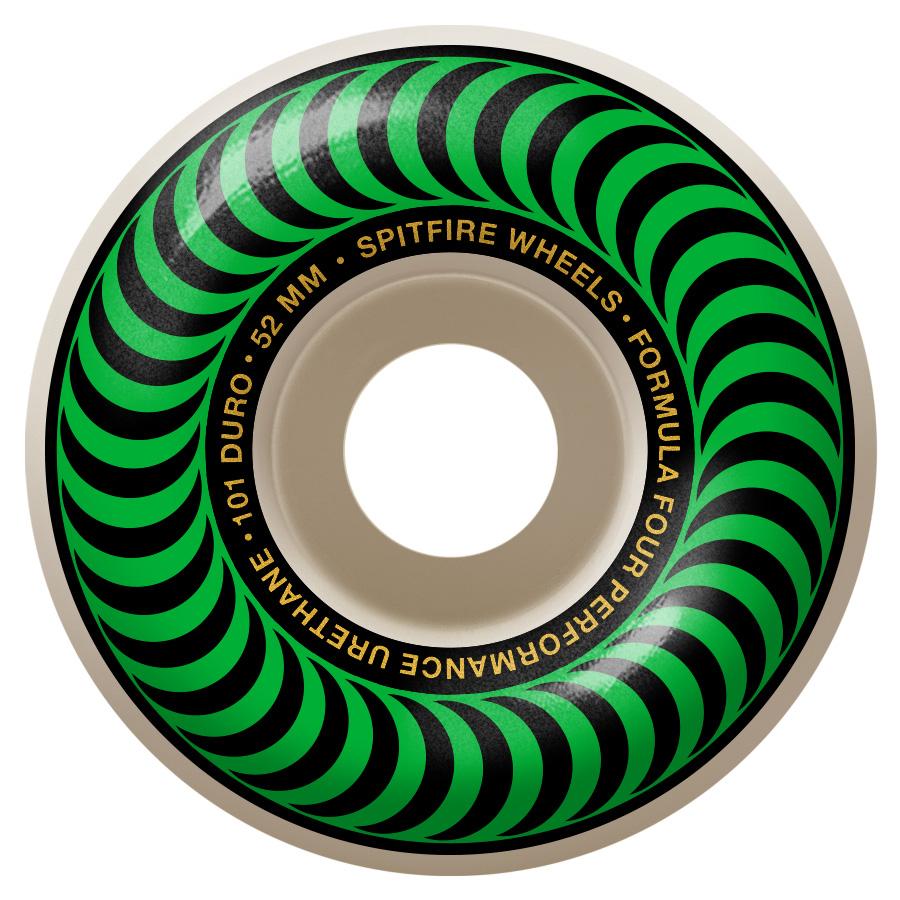 SPITFIRE Formula Four 101D Classics Green 52mm Skateboard Wheels SKATE SHOP - Skateboard Wheels Spitfire 