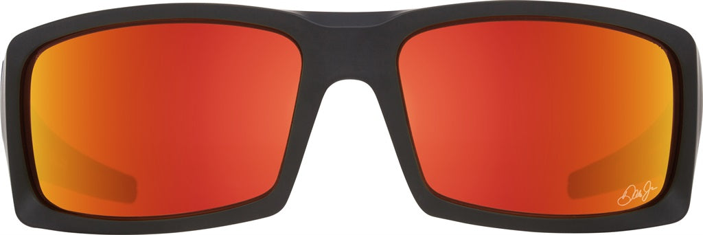 SPY General Dale Jr Matte Black - HD Plus Grey Green With Orange Spectra Mirror Sunglasses