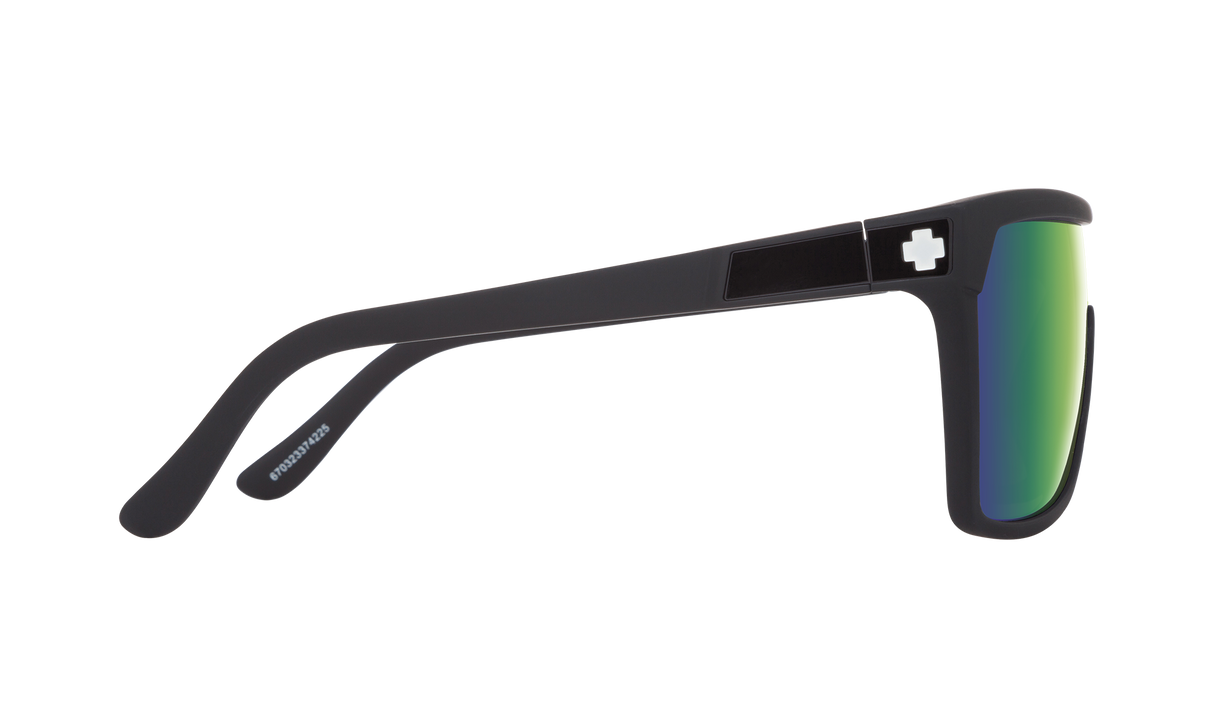 SPY Flynn Matte Black - HD Plus Bronze With Green Spectra Mirror Sunglasses