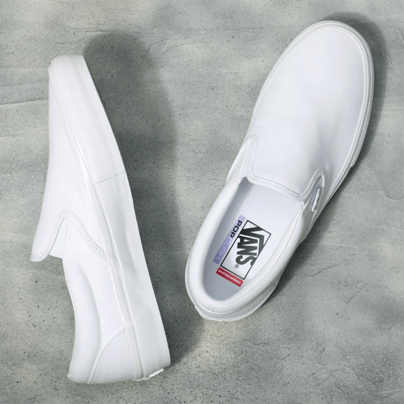 Ballerina true white slip on vans sales