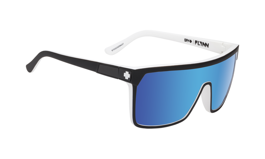 SPY Flynn Whitewall - HD Plus Grey Green With Light Blue Spectra Mirror Sunglasses