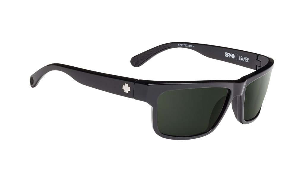 SPY Frazier Black - Happy Grey Green Polarized Sunglasses