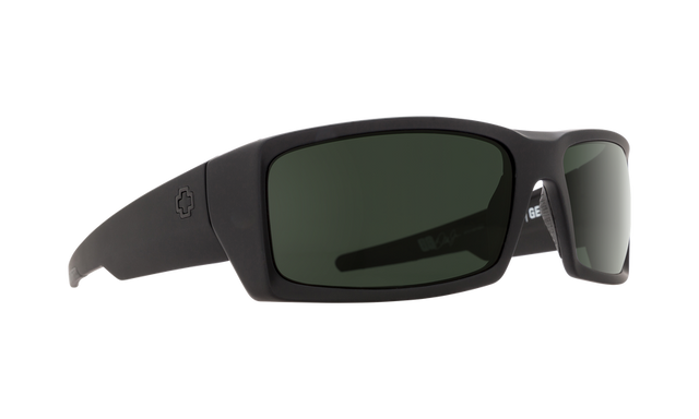 SPY General Soft Matte Black - HD Plus Grey Green Sunglasses
