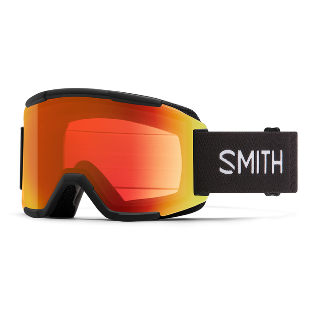 SMITH Squad Black - ChromaPop Everyday Red Mirror + Yellow Snow Goggle