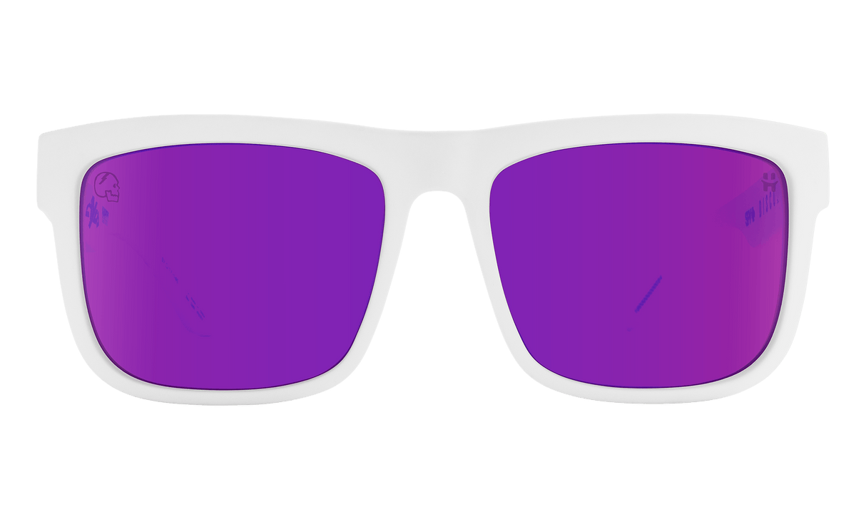 SPY Discord Slayco Matte White Viper - Happy Bronze Purple Spectra Mirror Sunglasses Sunglasses Spy 