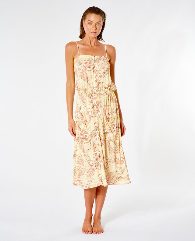 RIP CURL Playa Bella Midi Dress Women's Light Yellow Freeride Boardshop RIP CURL Playa Bella Midi Dress Women's Light Yellow Freeride Boardshop