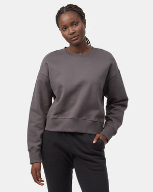 TENTREE Women's Recycled Cotton Oversized Cropped Crewneck Graphite Women's Crewnecks Tentree 