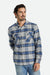 BRIXTON Bowery Long Sleeve Flannel Pacific Blue/Whitecap/Black Men's Long Sleeve Button Up Shirts Brixton 