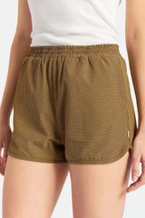 BRIXTON Women's Gingham Runner Shorts Medal Bronze Women's Shorts Brixton 